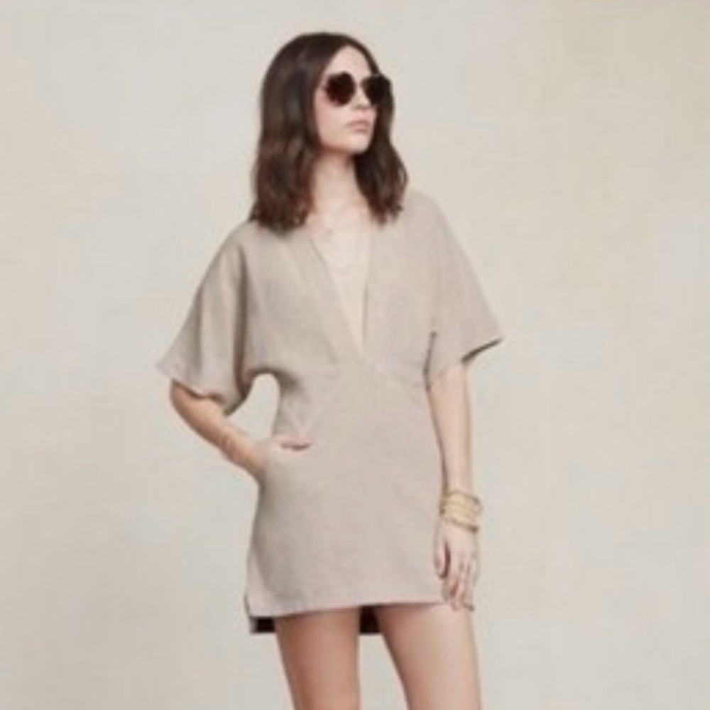 Reformation Kimono style oatmeal V-Neck Tunic Dress